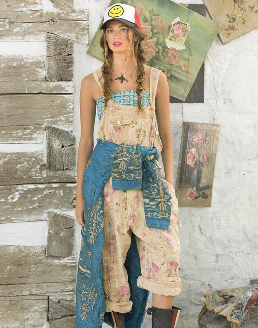 Floral Print Overalls- Orchid Bloom