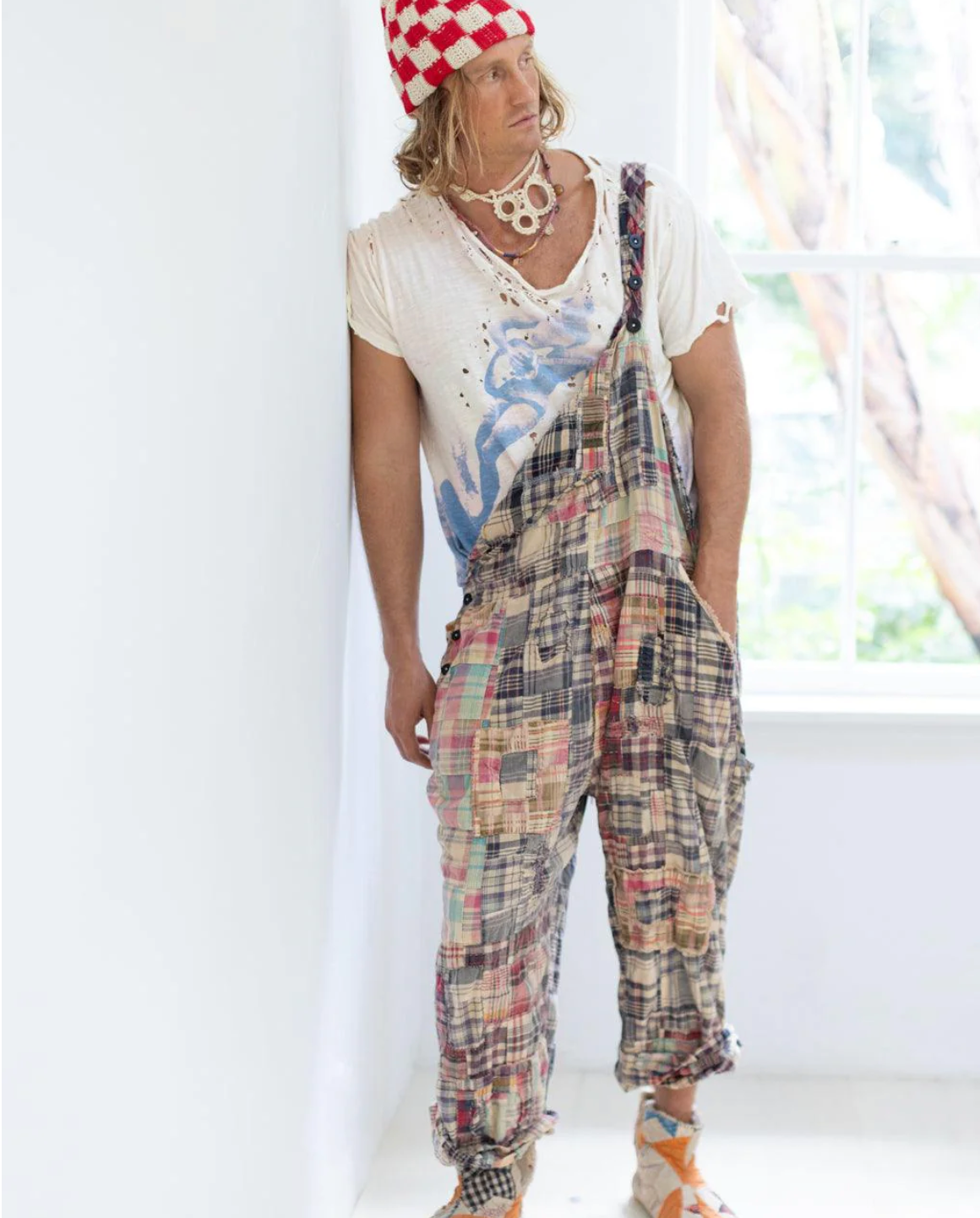 Patchwork Love Overalls- Madras Rainbow