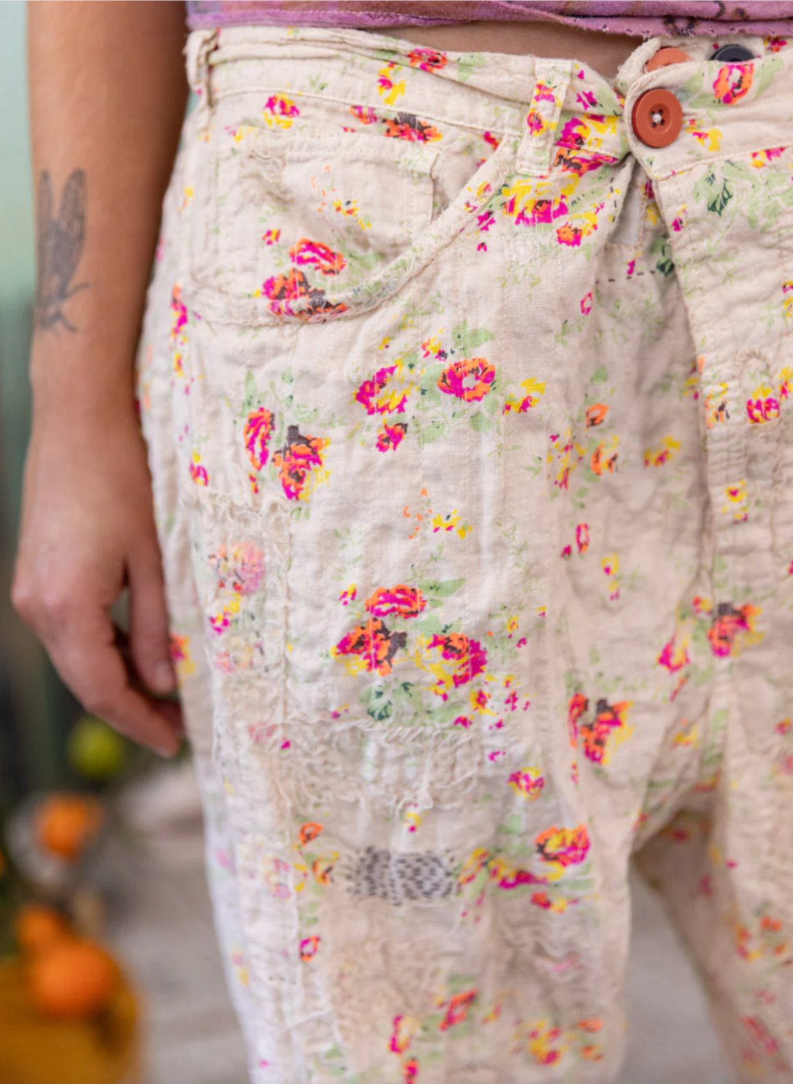 Cotton Linen Miner Pants - Circus Rose