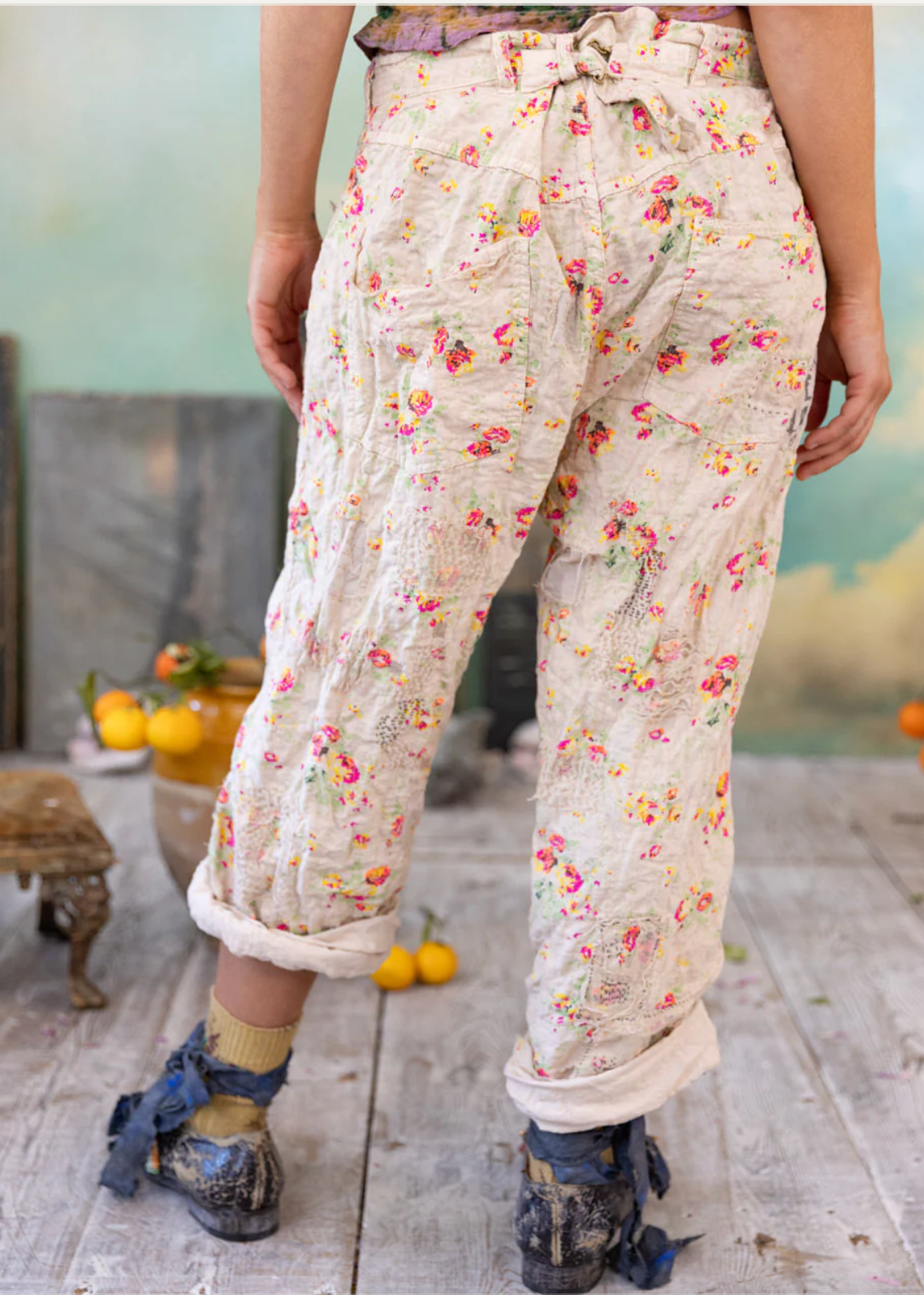 Cotton Linen Miner Pants - Circus Rose